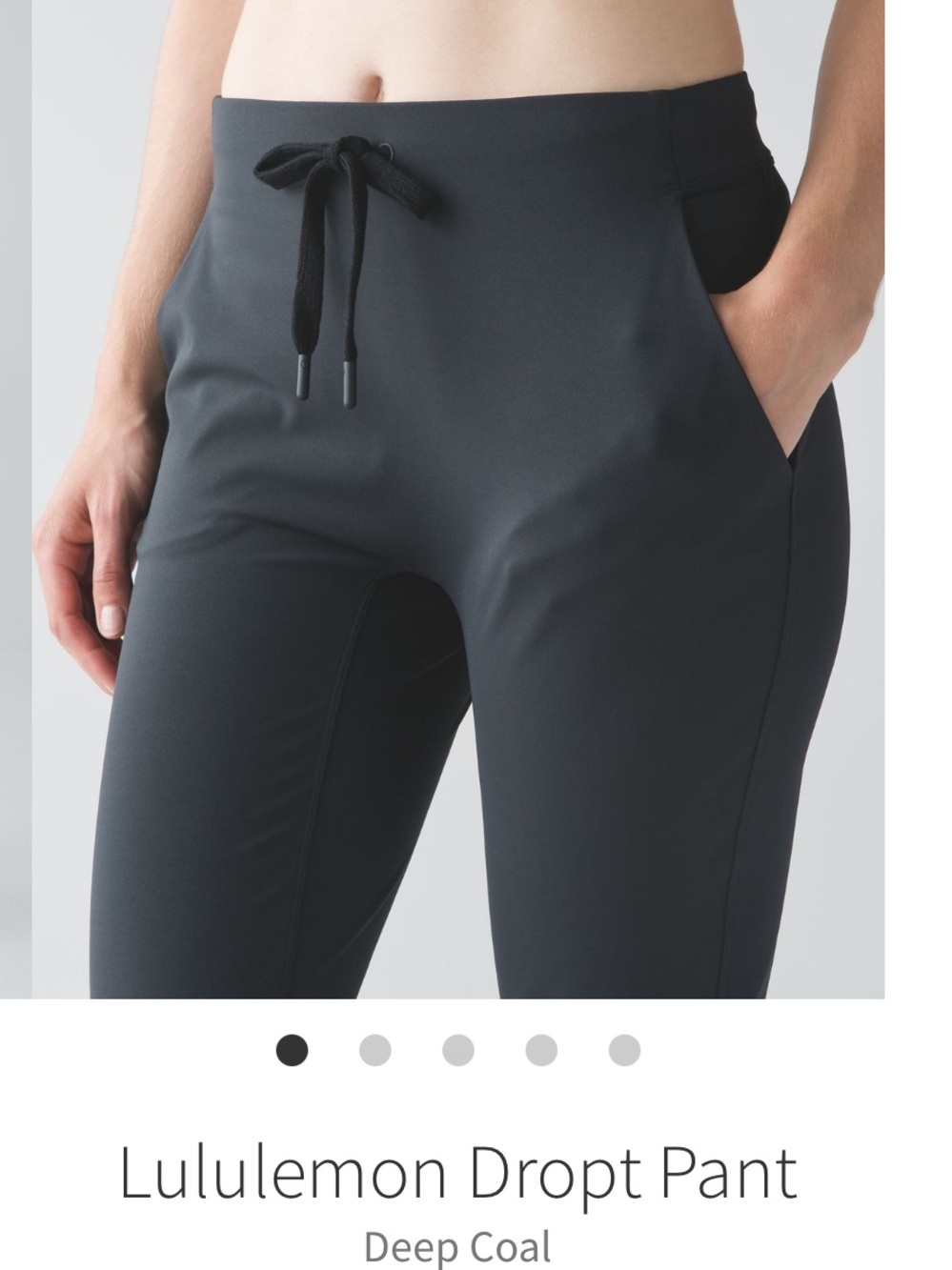 Lululemon Dropt Mid Rise Drawstring Pant Deep Coal Size 4 - Picture 2 of 15